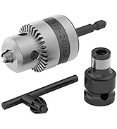 Renekton 3/8” Drill Chuck with 1/4” Quick Change Hex Drive, Convert Impact Driver Hammer and Wren...