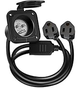 WELLUCK 15 Amp 125V AC Power Inlet Port Plug with Integrated Dual 18" Extension Cord, NEMA 5-15 R...