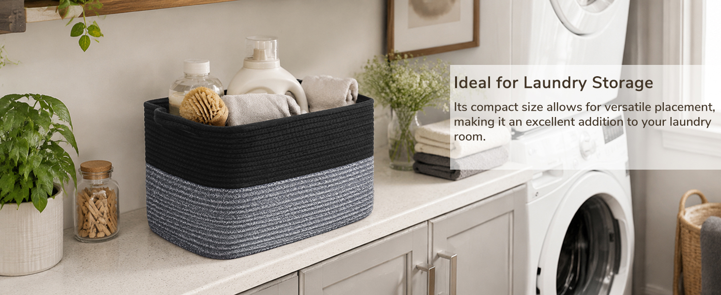 Goodpick Square Woven Rope Basket with Handles