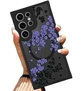 OOK Case Fit for Samsung Galaxy S24 Ultra 6.8 Inch (Compatible with MagSafe) Purple Floral Flower...