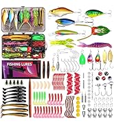 FONMANG 153-Piece Fishing Lures Kit with Tackle Box, Suitable for Freshwater and Saltwater Fishin...