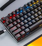 Wireless Gaming Keyboard and Mouse Combo, 98 Keys RGB Backlit Blue Switch Mechanical Keyboard, Er...