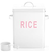 Youeon 10 Lbs Metal Rice Storage Container, Square Rice Canister with Lid and Measuring Scoop, Co...