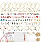 Riwiuue 342-Pieces Charm Bracelet Making Kit - Includes Gold Paperclip Chain Bracelet, Charms, Ju...