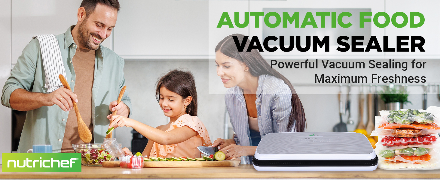 family cooking kitchen food preparation vacuum sealer freshness meal prep