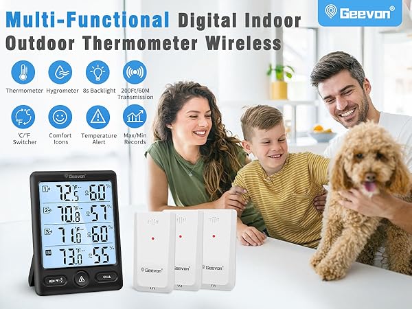 Indoor outdoor temperature and humidity monitor