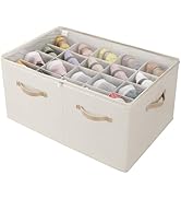 TOPIA HOME Shoe Organizer for Closet, Foldable Shoe Box with Adjustable Dividers and Clear Cover,...