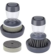 DAPOWER Dish Brush with Soap Dispenser, Kitchen Scrub Brush for Dishes Pots Pans Sink Cleaning, D...