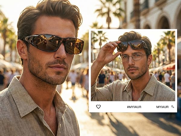 Myiaur Over Glasses Sunglasses for Men Women, Polarized Fit Over Sunglasses UVProtection, Anti Glare