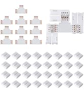 JACKYLED T Shape 4-Pin LED Connectors 10-Pack 10mm Wide Unwired Solderless Gapless Adapter Connec...