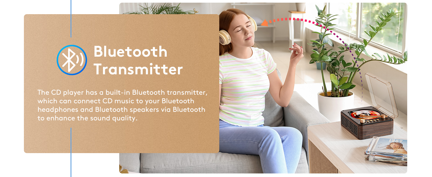 CD player with Bluetooth transmitter