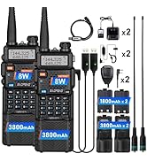 BAOFENG Radio UV-5R Ham Radio(4pcs Batteries), Handheld 8W Upgrade Long Range Radios Walkie Talki...
