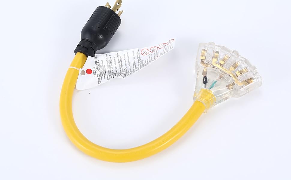 30Amp locking plug to 20Amp Adapter.RV Generator Adapter