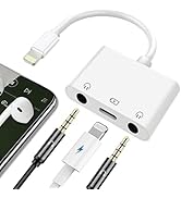 Sanjyut Lightning to Dual 3.5mm Headphone Adapter for iPhone Dual 3.5mm Earphone Jack and Chargin...