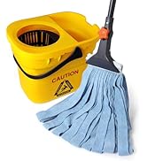 CLEANHOME String Mop and Bucket Set,Heavy Duty Microfiber Mop for Kitchen Basement Cleaning and C...