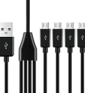 Vrllinking 4 in 1 USB A to Micro USB Splitter Charging Cable