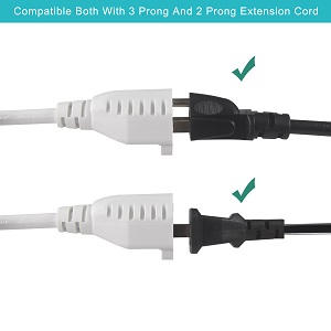 Short 3Prong Power Extension Cord - White 6inch Mini Indoor Grounded Extension Cord