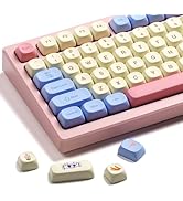 PBT keycaps,MOA Profile Cute Keycaps Pink Kawaii Anime Round Keycaps Set for Cherry Gateron MX Sw...