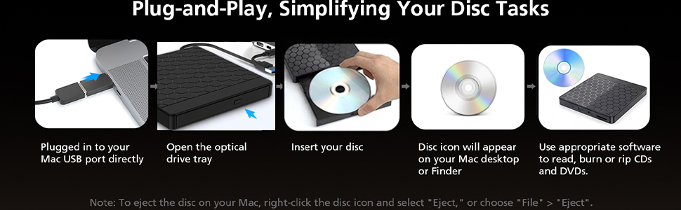 External CD/DVD Drive for Laptop CD Burner DVD Player for Laptop CD Reader for Laptop Mac PC