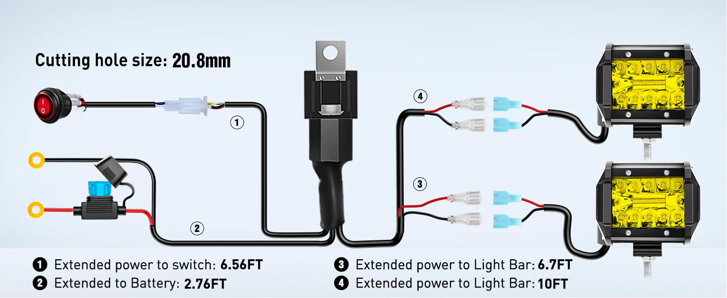 4 Inch 60W Yellow LED Pods with Wiring Harness kit