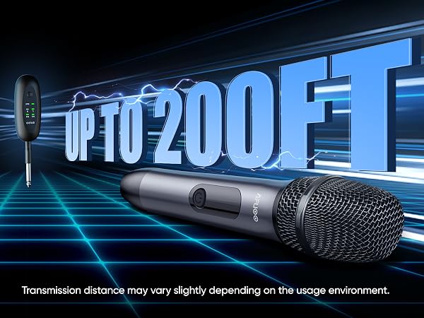 Handheld Metal Cordless Microphones 2 Pack for Karaoke Machine, PartyBox, Home Party, Singing, 200Ft
