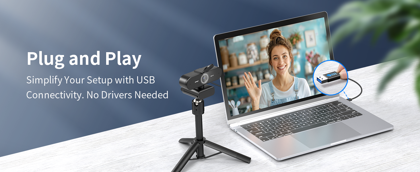 Plug&amp;amp;Play Connectivity EMEET NOVA 4K Webcam for PC