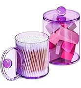 XIPENGKEJI 2 Pack Qtip Holder, Apothecary Jars Holder Dispenser, Bathroom Jars with Lids Set for ...