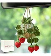 SGIBYN Crochet Hanging Plant for Car,Car Decorations Interior,Plant Strawberry Aesthetic Car Acce...