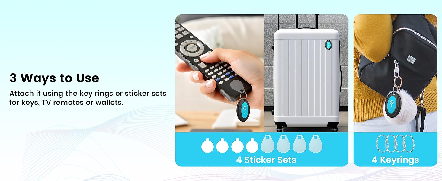 Esky Key Finder Locator with Sound, Stick-on TV Remote Control Finder, Item Locator Tags with 85dB