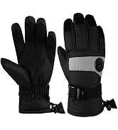 HighLoong Kids Waterproof Ski Snowboard Gloves Breathable Thinsulate Lined Winter Cold Weather Gl...