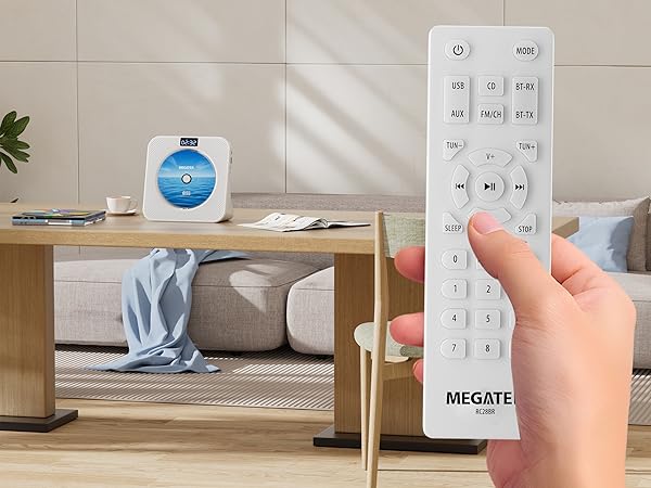 MEGATEK CP28BR Portable CD Player is Operated with a Full-Function Remote Control