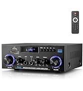 Facmogu AK-50 Bluetooth Stereo Audio Amplifier, RMS 50Wx2 HiFi Sound Stereo Amp Receiver, Remote ...