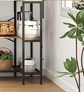 iabifo L-Shaped Bakers Rack with Power Outlet, 6-Tier Microwave Stand with Open Storage, Coffee B...