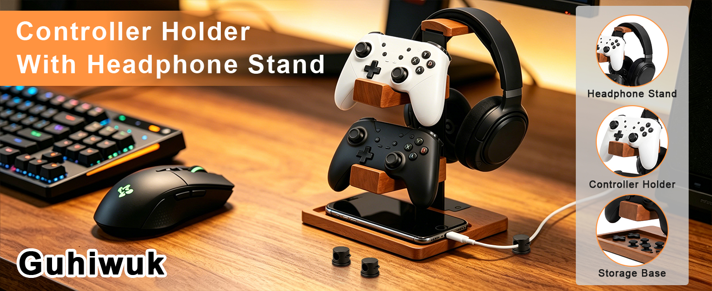 Headset Stand with Gaming Controller Holder