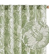 jinchan Thick Linen Curtains 84 Inches Long Leaf Pattern Curtains for Living Room Bedroom Sage Gr...