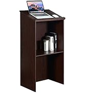 Tangkula Floor Standing Podium, Wooden Speaking Lectern with Adjustable Shelf, Large Storage Area...