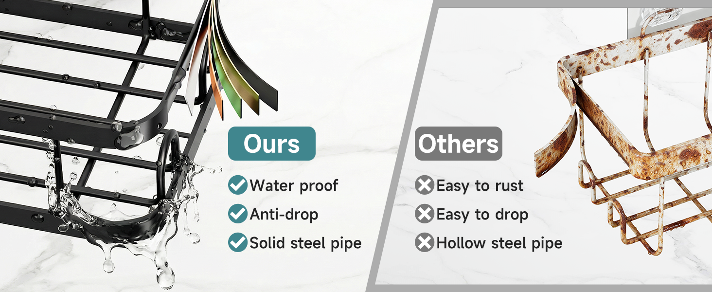 our veken corner shower caddy water proof anti-drop solid steel pipe