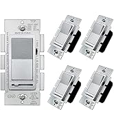 [5 Pack] BESTTEN Silver Dimmer Wall Light Switch, Single Pole or 3-Way, Compatible with Dimmable ...