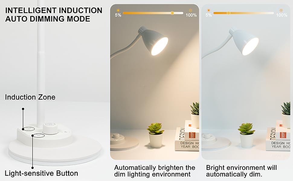 LED Desk Lamp with USB Charging Port Reading Light Task Lamp Flexible Gooseneck Table Lamp