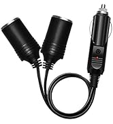 CHANZON 12V/24V 1 to 2 Car Cigarette Lighter Splitter Adapter, 7in UL Wire with 15A Fuse, Auto DC...