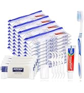 SLequipo 50 Travel Size Toothbrush with Toothpaste Set Bundle with 50 pcs Mini Size Bar Soap Indi...