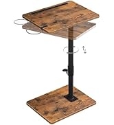 HOOBRO TV Tray Table, 360° Swivel Side Table Sofa Armrest Tray for Couch, Height Adjustable C Sha...