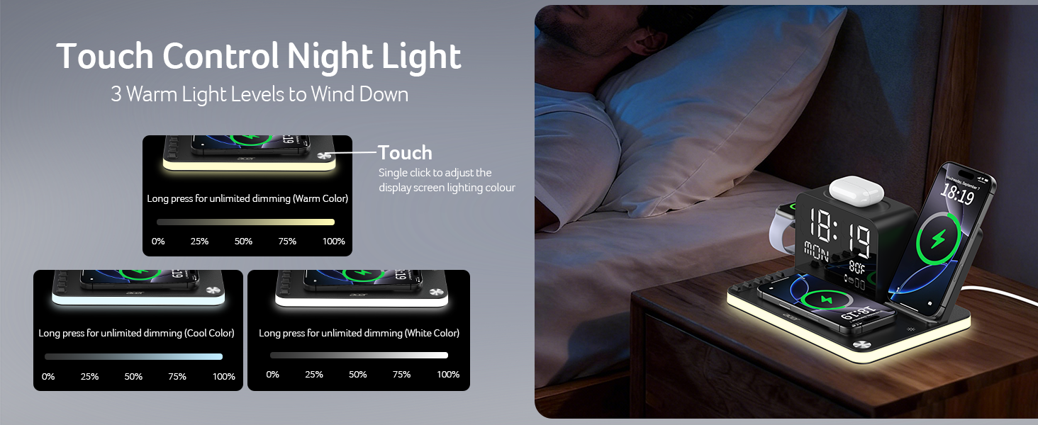 acer 7-in-1 Wireless Charging Station: Charger Stand for Multiple Devices for Apple - iPhone