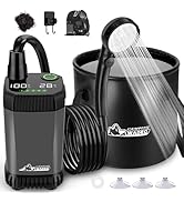 WADEO Portable Shower for Camping, Rechargeable Camping Shower with 5 Adjustable Speeds, 20L Coll...