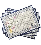 Maison d' Hermine Placemats Set of 4 100% Cotton Washable Cloth Place Mats Reusable Table Mats fo...