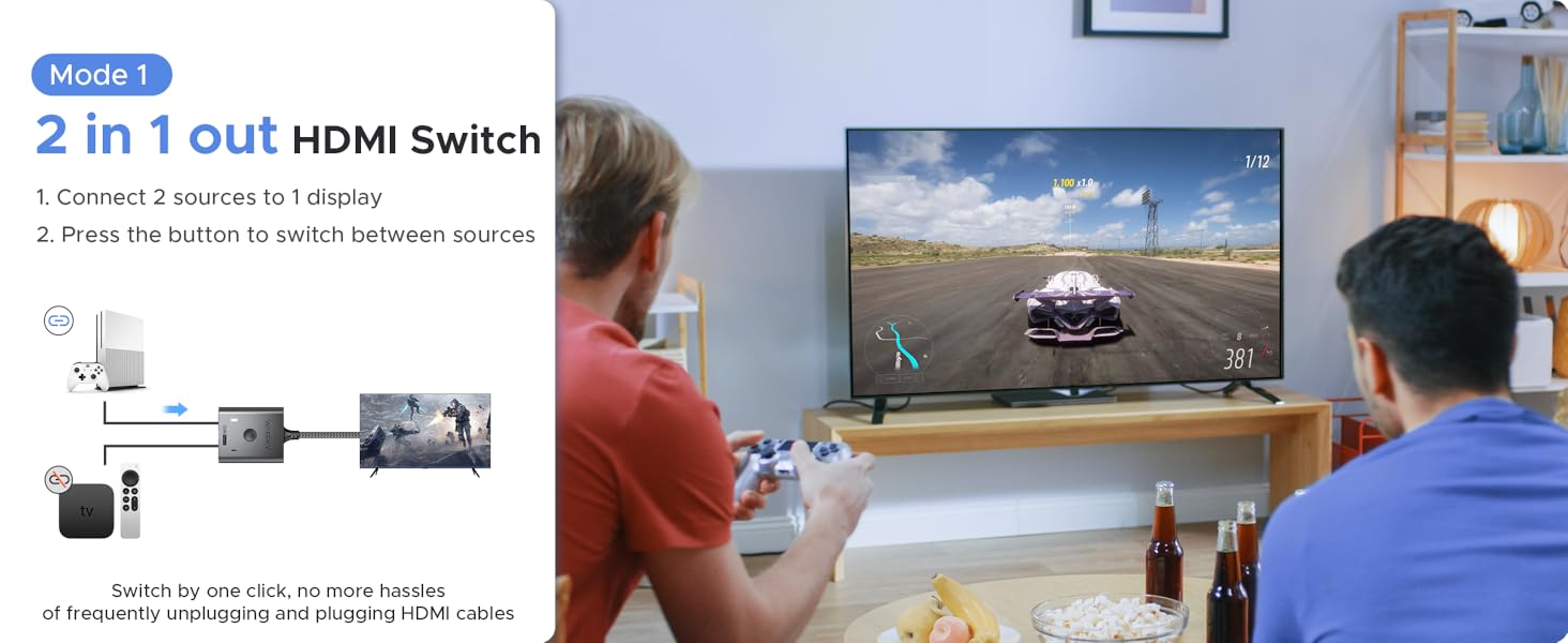 2 in 1 out HDMI Switch