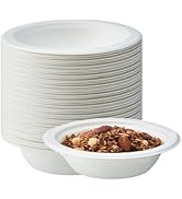 Jaluxing [175Pack 16 oz] Paper Soup Bowls Heavy Duty, Microwavable Bagasse Hot Food Plates and Bo...