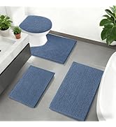 RUN HELIX Blue Bathroom Rugs Sets 4 Piece with Toilet Lid Cover, Non Slip Bathroom Mats Extra Sof...