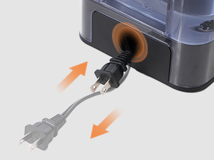 The power cord can be neatly tucked away into a hole at the back of the machine