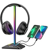 New bee RGB Headphone Stand with 1 USB-C Charging Port and 1 USB Charging Port, Desk Gaming Heads...